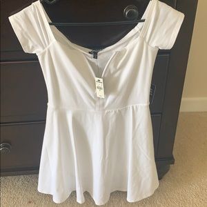 NWT Express White Deep V neck Dress w/ Shorts
